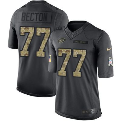 Nike New York Jets #77 Mekhi Becton Black Stitched NFL Limited 2016 Salute to Service Jersey