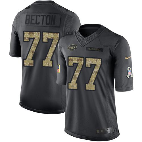 Nike New York Jets #77 Mekhi Becton Black Stitched NFL Limited 2016 Salute to Service Jersey
