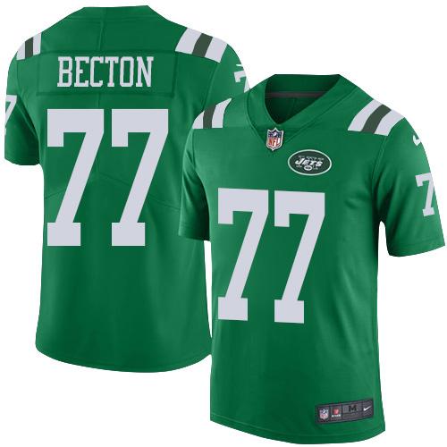 Nike New York Jets #77 Mekhi Becton Green Stitched NFL Limited Rush Jersey