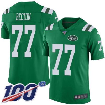 Nike New York Jets #77 Mekhi Becton Green Stitched NFL Limited Rush 100th Season Jersey