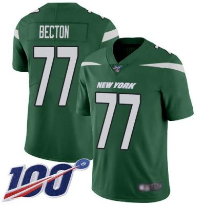 Nike New York Jets #77 Mekhi Becton Green Team Color Stitched NFL 100th Season Vapor Untouchable Limited Jersey