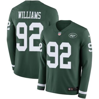 Nike New York Jets #92 Leonard Williams Green Team Color Stitched NFL Limited Therma Long Sleeve Jersey