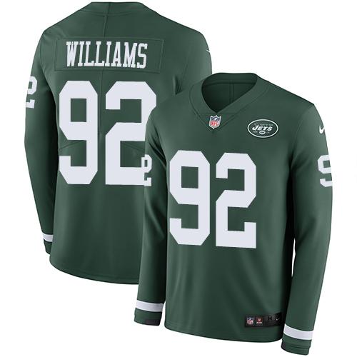 Nike New York Jets #92 Leonard Williams Green Team Color Stitched NFL Limited Therma Long Sleeve Jersey