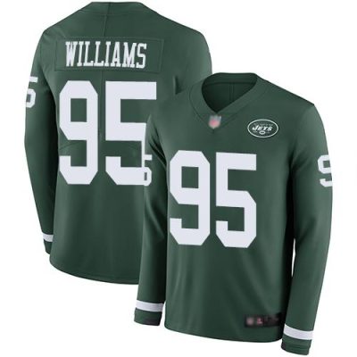 Nike New York Jets #95 Quinnen Williams Green Team Color Stitched NFL Limited Therma Long Sleeve Jersey