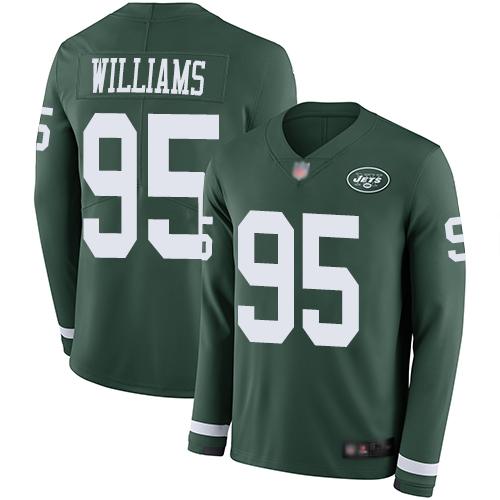 Nike New York Jets #95 Quinnen Williams Green Team Color Stitched NFL Limited Therma Long Sleeve Jersey