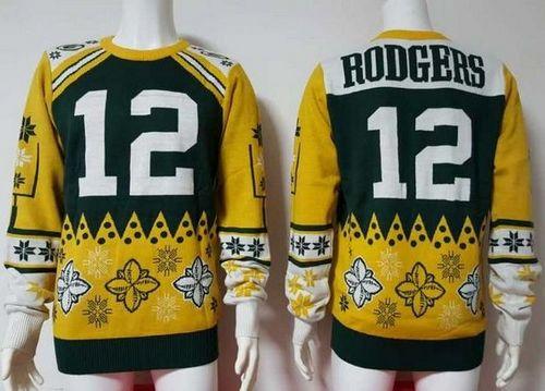 Nike Packers #12 Aaron Rodgers Green/Yellow Ugly Sweater