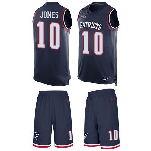 Nike Patriots #10 Mac Jones Edelman Navy Blue Team Color Stitched NFL Limited Tank Top Suit Jersey