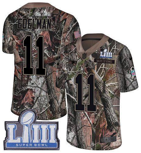 Nike Patriots #11 Julian Edelman Camo Super Bowl LIII Bound Stitched NFL Limited Rush Realtree Jersey