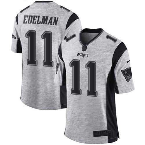 Nike Patriots #11 Julian Edelman Gray Stitched NFL Limited Gridiron Gray II Jersey