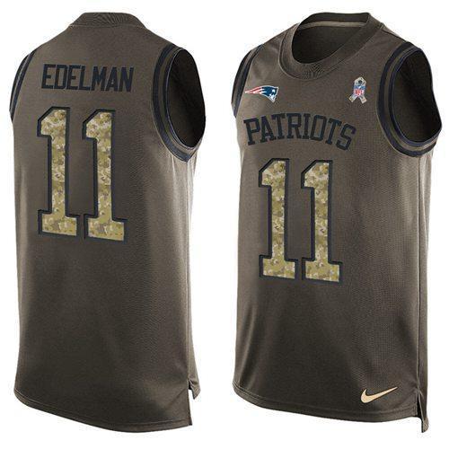 Nike Patriots #11 Julian Edelman Green Stitched NFL Limited Salute To Service Tank Top Jersey