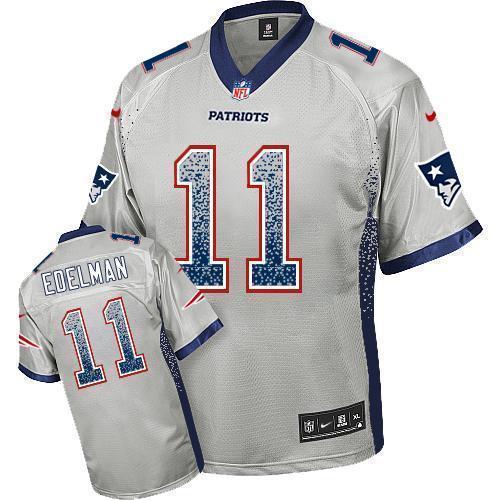 Nike Patriots #11 Julian Edelman Grey Stitched NFL Elite Drift Fashion Jersey