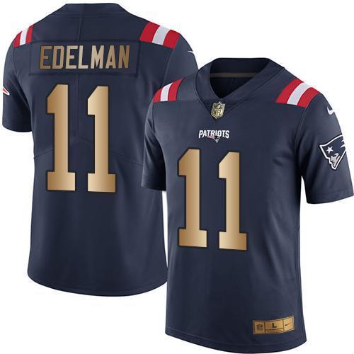 Nike Patriots #11 Julian Edelman Navy Blue Stitched NFL Limited Gold Rush Jersey