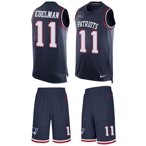 Nike Patriots #11 Julian Edelman Navy Blue Team Color Stitched NFL Limited Tank Top Suit Jersey