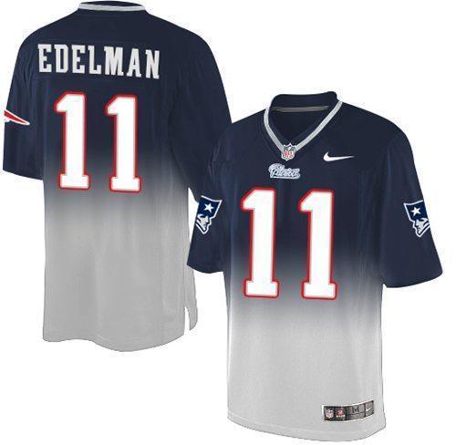 Nike Patriots #11 Julian Edelman Navy Blue/Grey Stitched NFL Elite Fadeaway Fashion Jersey