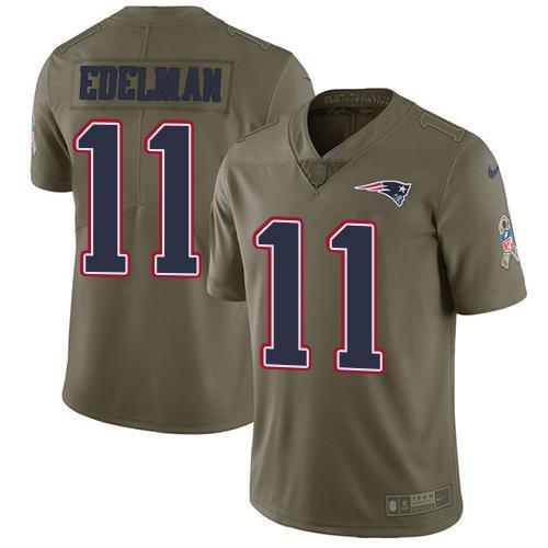 Nike Patriots #11 Julian Edelman Olive Stitched NFL Limited 2017 Salute To Service Jersey