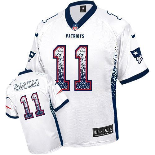 Nike Patriots #11 Julian Edelman White Stitched NFL Elite Drift Fashion Jersey