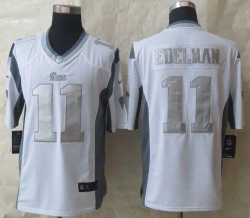 Nike Patriots #11 Julian Edelman White Stitched NFL Limited Platinum Jersey
