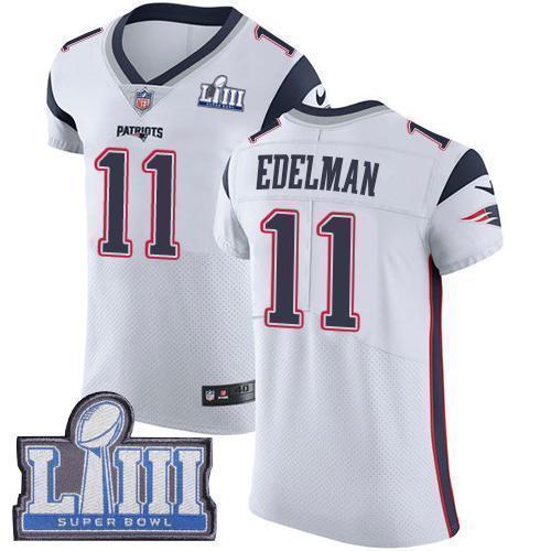 Nike Patriots #11 Julian Edelman White Super Bowl LIII Bound Stitched NFL Vapor Untouchable Elite Jersey