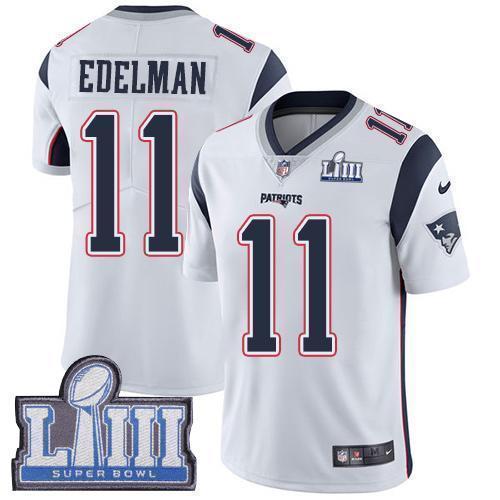 Nike Patriots #11 Julian Edelman White Super Bowl LIII Bound Stitched NFL Vapor Untouchable Limited Jersey