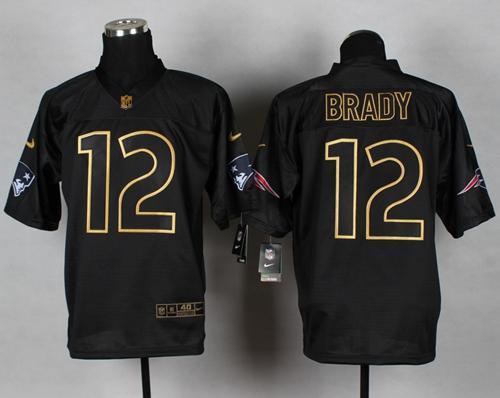 Nike Patriots #12 Tom Brady Black Gold No. Fashion Stitched NFL Elite Jersey