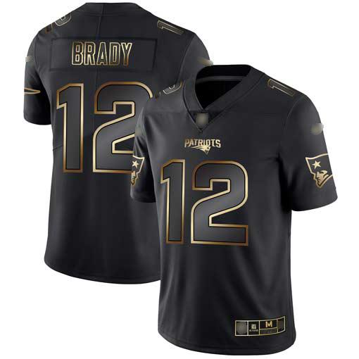 Nike Patriots #12 Tom Brady Black/Gold Stitched NFL Vapor Untouchable Limited Jersey