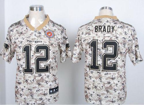 Nike Patriots #12 Tom Brady Camo USMC Stitched NFL Elite Jersey