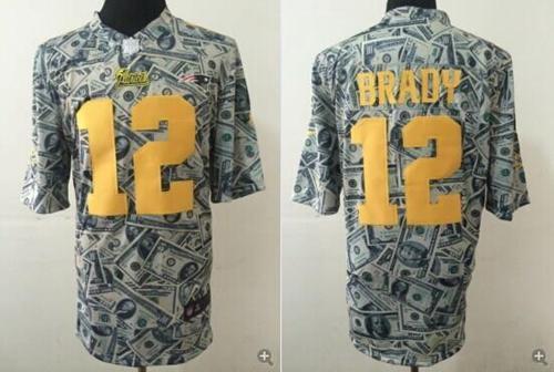 Nike Patriots #12 Tom Brady Dollar Fashion Stitched NFL Elite Jersey