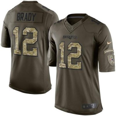 Nike Patriots #12 Tom Brady Green Stitched NFL Limited 2015 Salute To Service Jersey
