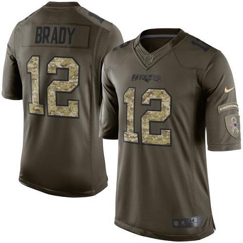 Nike Patriots #12 Tom Brady Green Stitched NFL Limited 2015 Salute To Service Jersey