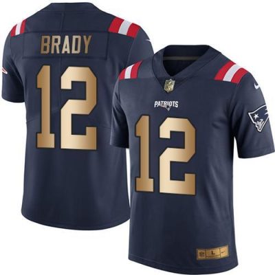 Nike Patriots #12 Tom Brady Navy Blue Stitched NFL Limited Gold Rush Jersey
