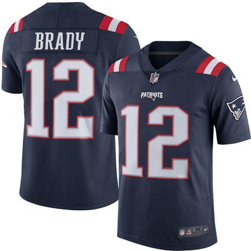 Nike Patriots #12 Tom Brady Navy Blue Stitched NFL Limited Rush Jersey