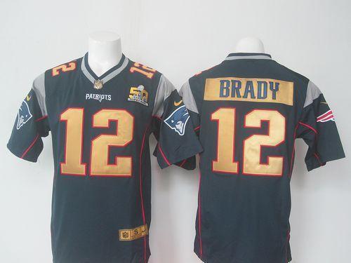 Nike Patriots #12 Tom Brady Navy Blue Team Color Super Bowl 50 Collection Stitched NFL Elite Jersey
