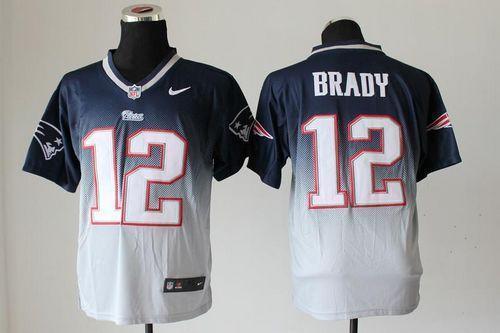 Nike Patriots #12 Tom Brady Navy Blue/Grey Stitched NFL Elite Fadeaway Fashion Jersey