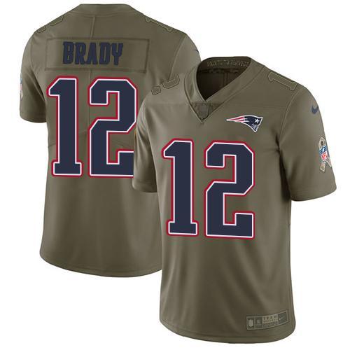 Nike Patriots #12 Tom Brady Olive Stitched NFL Limited 2017 Salute To Service Jersey