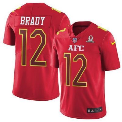 Nike Patriots #12 Tom Brady Red Stitched NFL Limited AFC 2017 Pro Bowl Jersey
