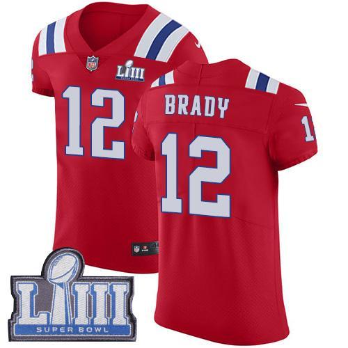 Nike Patriots #12 Tom Brady Red Alternate Super Bowl LIII Bound Stitched NFL Vapor Untouchable Elite Jersey