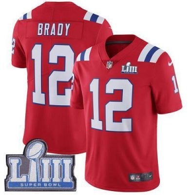 Nike Patriots #12 Tom Brady Red Alternate Super Bowl LIII Bound Stitched NFL Vapor Untouchable Limited Jersey