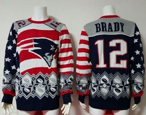 Nike Patriots #12 Tom Brady Red/Navy Blue Ugly Sweater