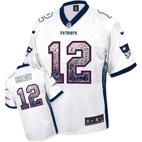 Nike Patriots #12 Tom Brady White Stitched NFL Elite Drift Fashion Jersey