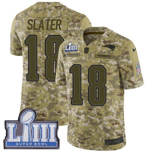 Nike Patriots #18 Matt Slater Camo Super Bowl LIII Bound Stitched NFL Limited 2018 Salute To Service Jersey