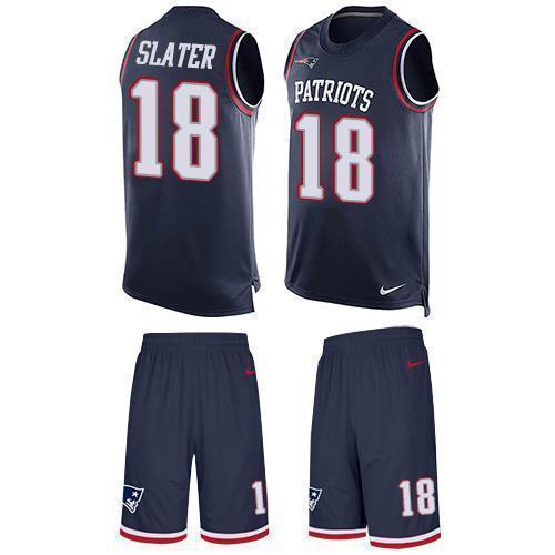 Nike Patriots #18 Matt Slater Navy Blue Team Color Stitched NFL Limited Tank Top Suit Jersey