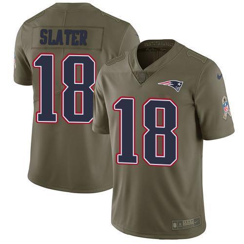 Nike Patriots #18 Matt Slater Olive Stitched NFL Limited 2017 Salute To Service Jersey