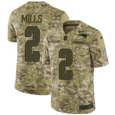 Nike Patriots #2 Jalen Mills Camo Stitched NFL Limited 2018 Salute To Service Jersey
