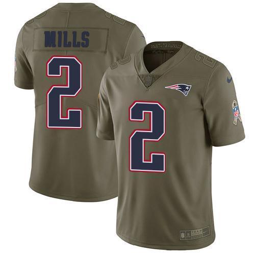 Nike Patriots #2 Jalen Mills Olive Stitched NFL Limited 2017 Salute To Service Jersey