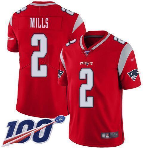 Nike Patriots #2 Jalen Mills Red Stitched NFL Limited Inverted Legend 100th Season Jersey
