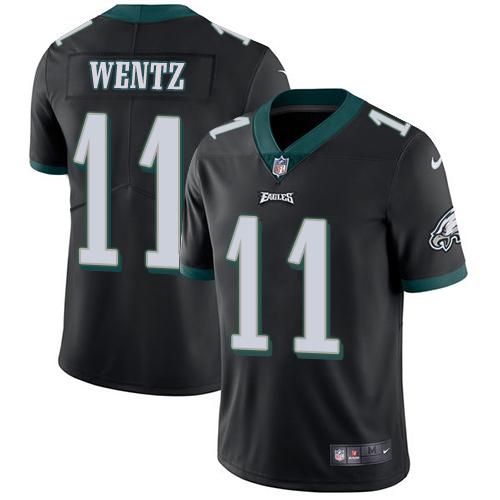 Nike Philadelphia Eagles #11 Carson Wentz Black Alternate Stitched NFL Vapor Untouchable Limited Jersey