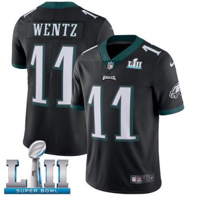 Nike Philadelphia Eagles #11 Carson Wentz Black Alternate Super Bowl LII Stitched NFL Vapor Untouchable Limited Jersey