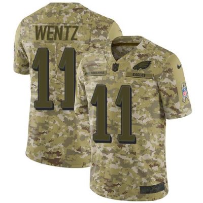Nike Philadelphia Eagles #11 Carson Wentz Camo Stitched NFL Limited 2018 Salute To Service Jersey