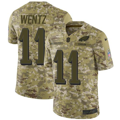 Nike Philadelphia Eagles #11 Carson Wentz Camo Stitched NFL Limited 2018 Salute To Service Jersey