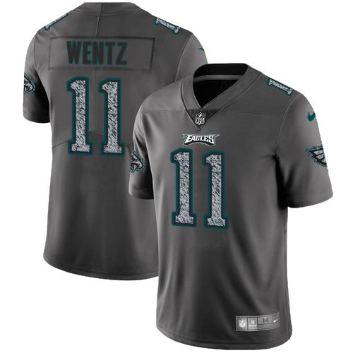 Nike Philadelphia Eagles #11 Carson Wentz Gray Static Stitched NFL Vapor Untouchable Limited Jersey